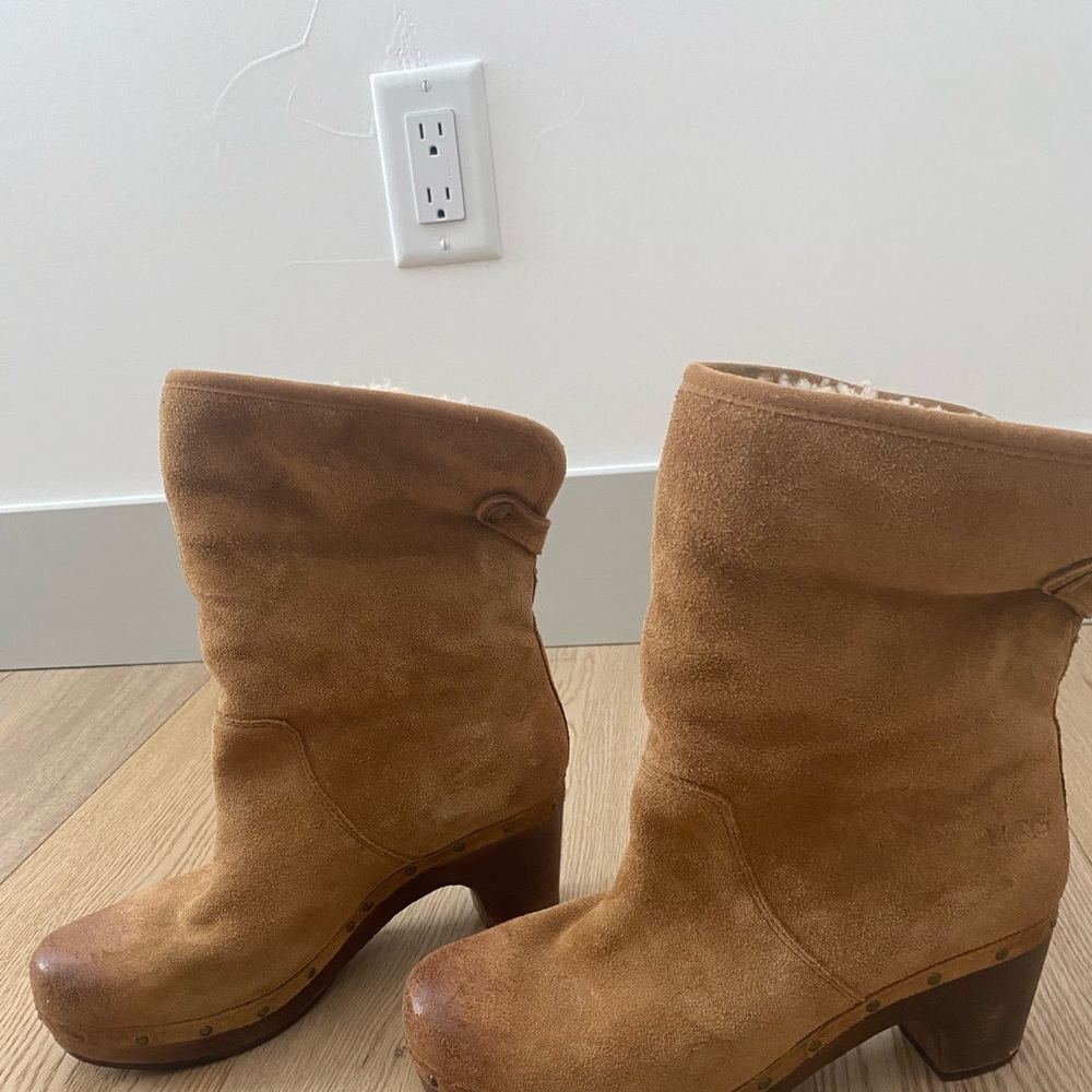 UGG suede wooden bootie clogs